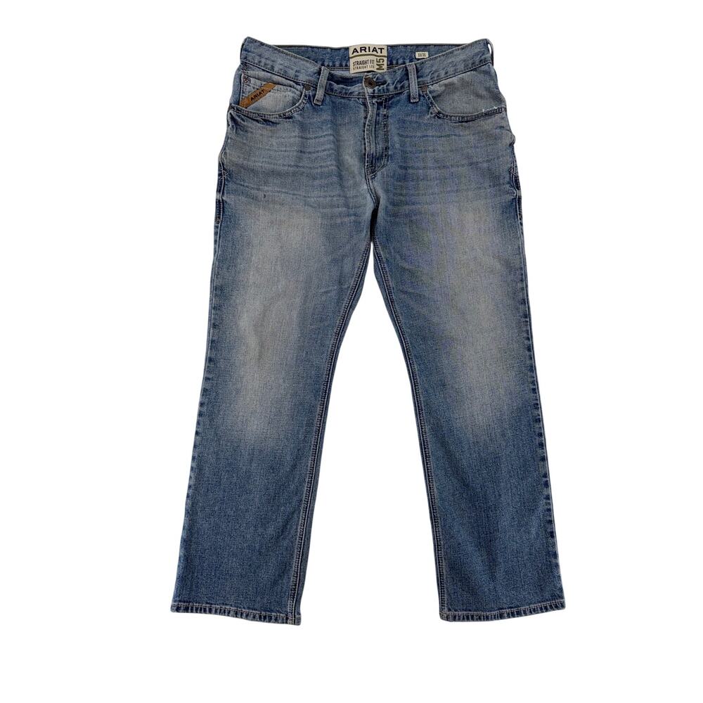 Ariat M5 Men's Blue Wash Straight Leg Denim Jeans Western Workwear Size 33x30 - Picture 2 of 16